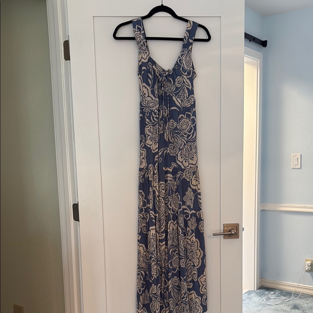 Angie Navy and Cream Floral Maxi Dress